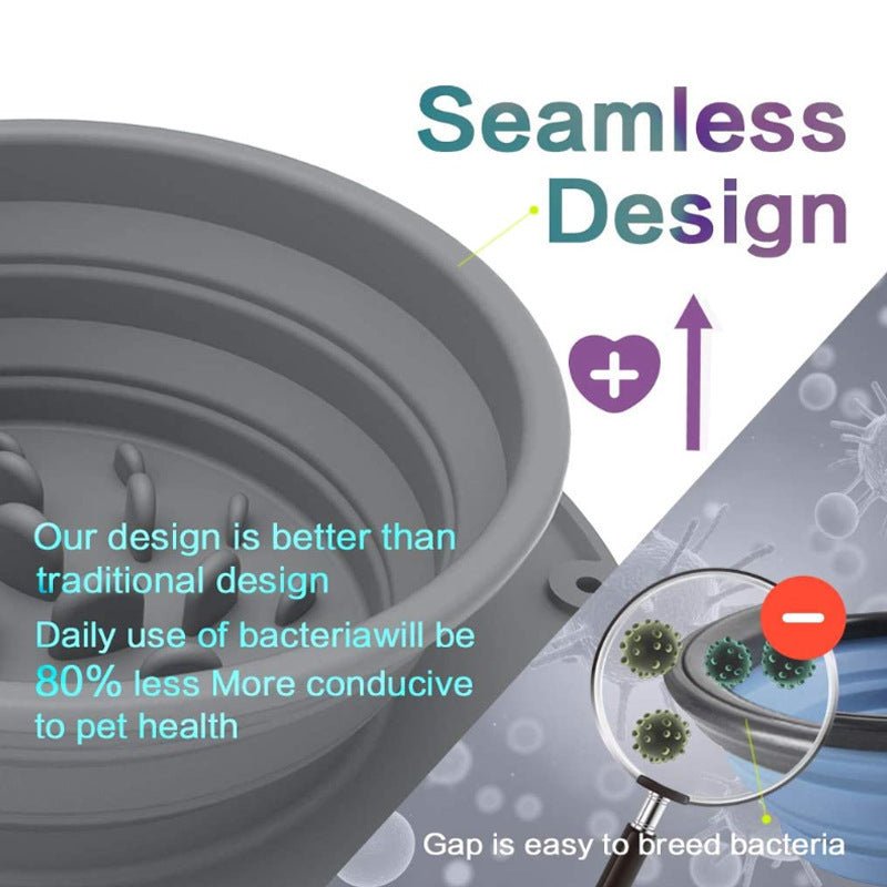 Silicone Slow Feeder Dog Bowl - Anti - Choke Collapsible Pet Bowl - Freddie & Wilson