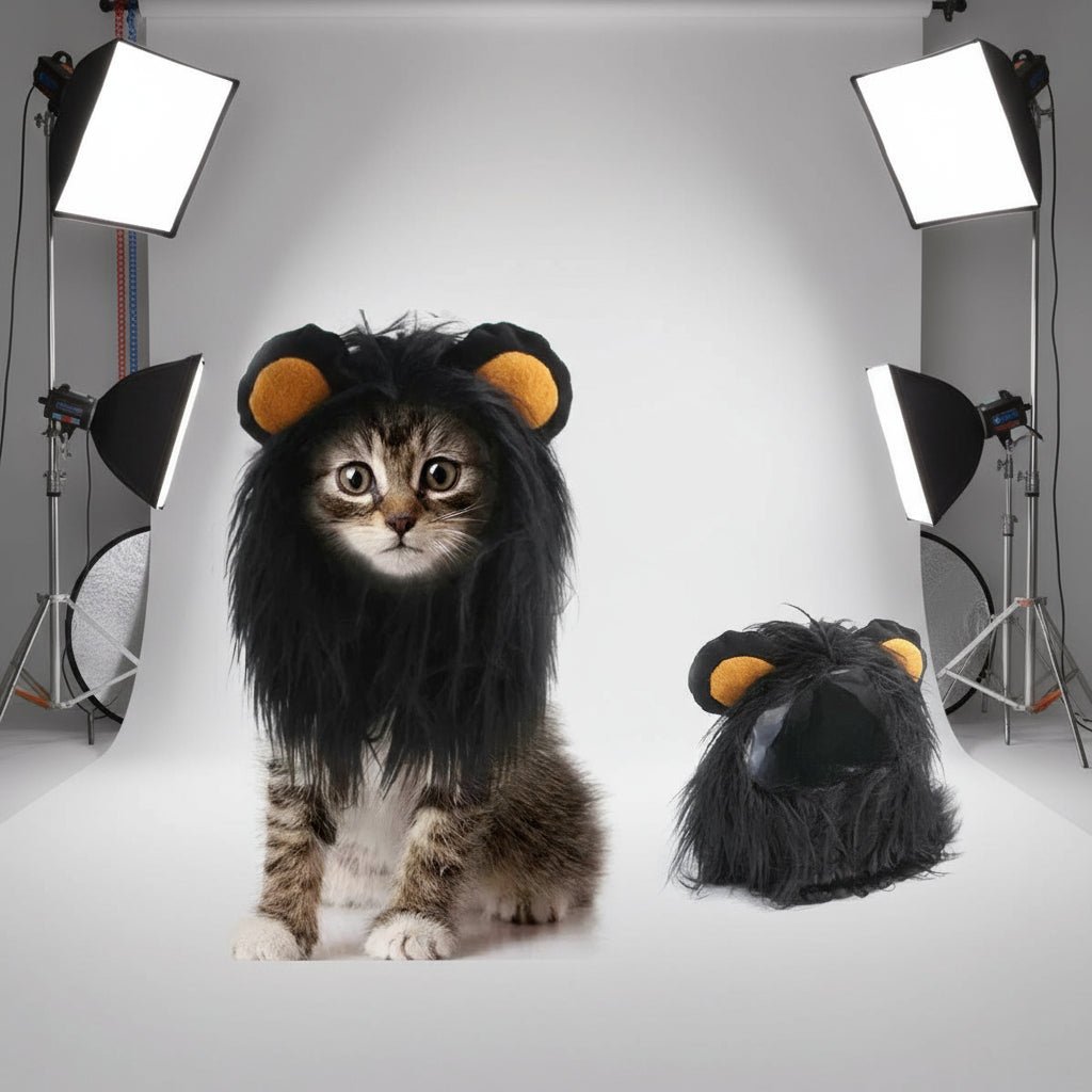 Cat Lion Mane Costume - Pet Hat for Halloween & Christmas - Freddie & Wilson
