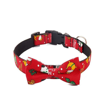 Christmas Bow Tie Dog Collar - Removable Adjustable Buckle Pet Collar - Freddie & Wilson