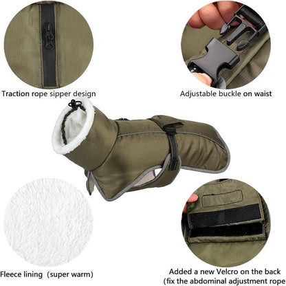 Waterproof Dog Winter Coat - Thick Warm Cotton Jacket for Cold Weather - Freddie & Wilson
