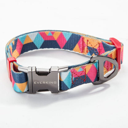 Dog Collar & Leash Set - Geometric Pattern Polyester Design - Freddie & Wilson