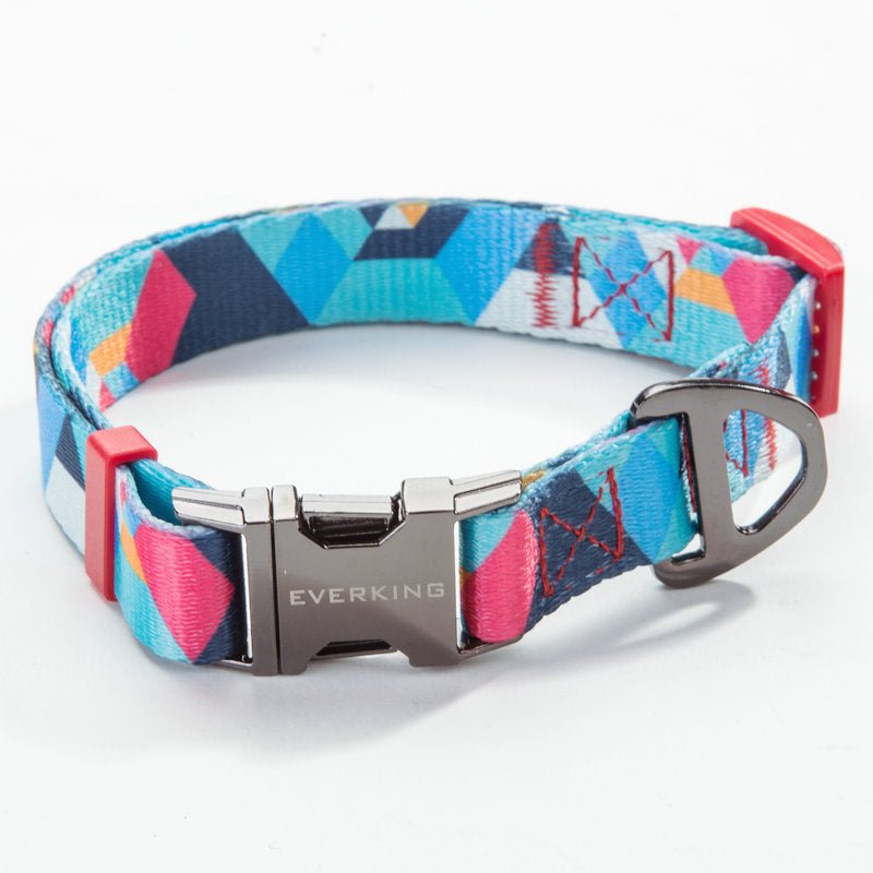 Dog Collar & Leash Set - Geometric Pattern Polyester Design - Freddie & Wilson