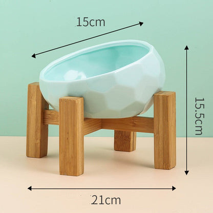 Ceramic Cat Bowl with Tilted Design - Ergonomic Elevated Pet Feeding Bowl - Freddie & Wilson