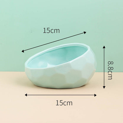 Ceramic Cat Bowl with Tilted Design - Ergonomic Elevated Pet Feeding Bowl - Freddie & Wilson