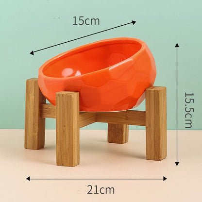 Ceramic Cat Bowl with Tilted Design - Ergonomic Elevated Pet Feeding Bowl - Freddie & Wilson