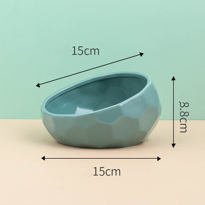 Ceramic Cat Bowl with Tilted Design - Ergonomic Elevated Pet Feeding Bowl - Freddie & Wilson