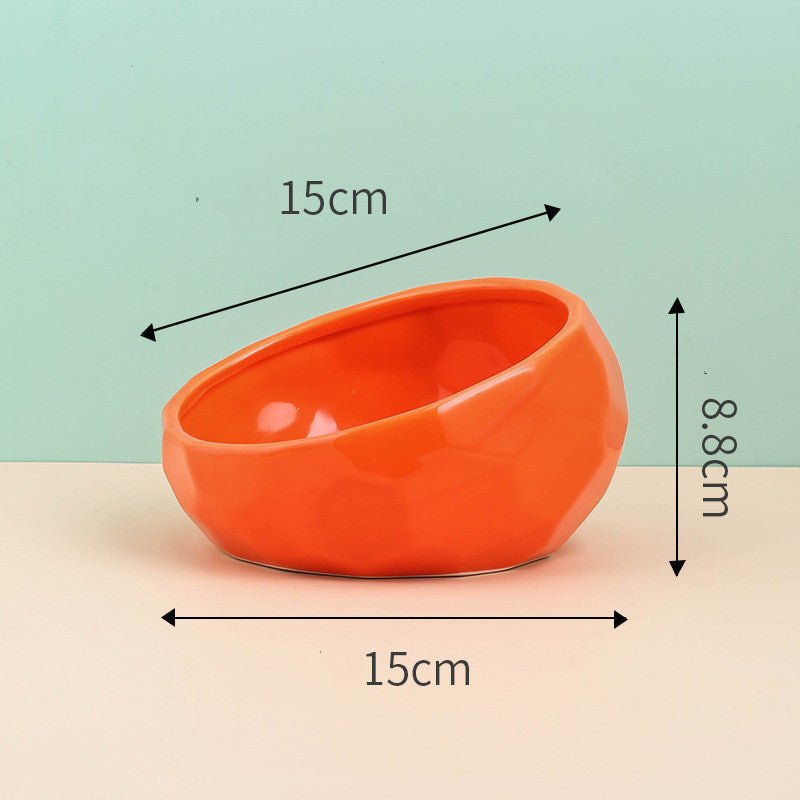 Ceramic Cat Bowl with Tilted Design - Ergonomic Elevated Pet Feeding Bowl - Freddie & Wilson