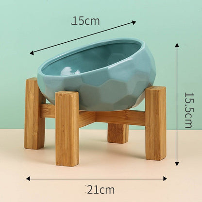 Ceramic Cat Bowl with Tilted Design - Ergonomic Elevated Pet Feeding Bowl - Freddie & Wilson
