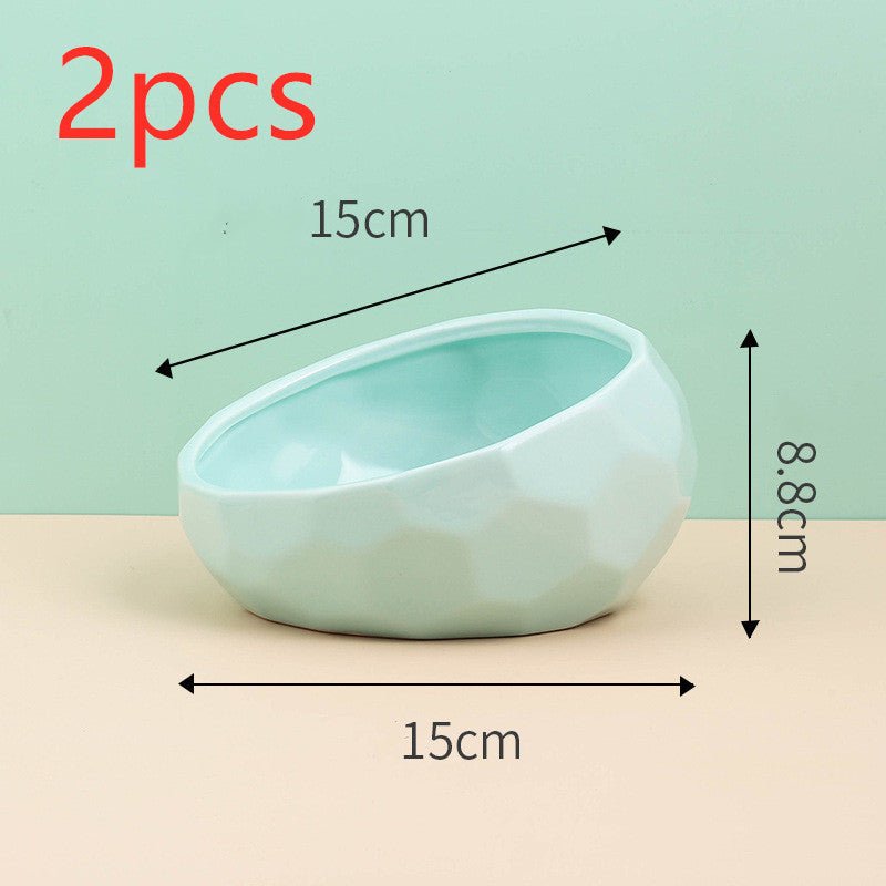Ceramic Cat Bowl with Tilted Design - Ergonomic Elevated Pet Feeding Bowl - Freddie & Wilson