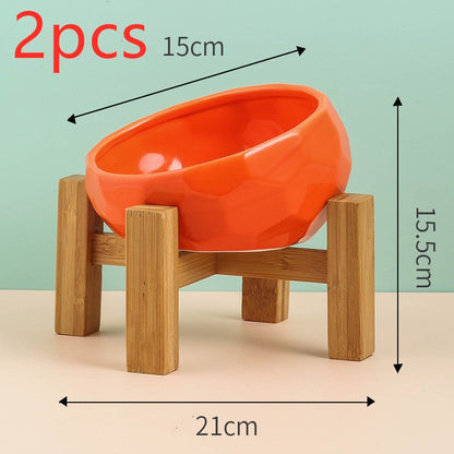Ceramic Cat Bowl with Tilted Design - Ergonomic Elevated Pet Feeding Bowl - Freddie & Wilson