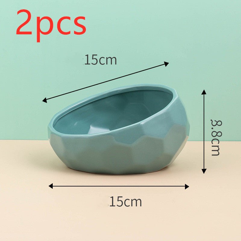Ceramic Cat Bowl with Tilted Design - Ergonomic Elevated Pet Feeding Bowl - Freddie & Wilson