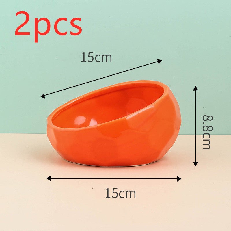 Ceramic Cat Bowl with Tilted Design - Ergonomic Elevated Pet Feeding Bowl - Freddie & Wilson