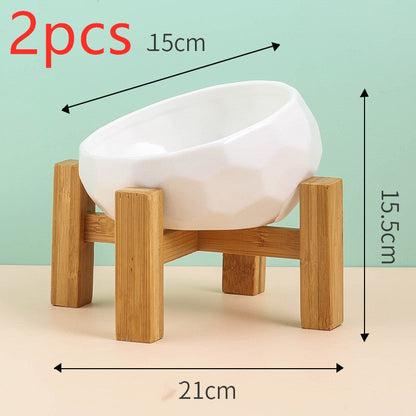 Ceramic Cat Bowl with Tilted Design - Ergonomic Elevated Pet Feeding Bowl - Freddie & Wilson
