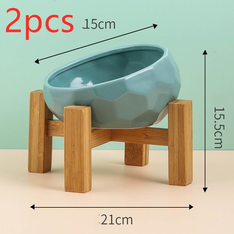 Ceramic Cat Bowl with Tilted Design - Ergonomic Elevated Pet Feeding Bowl - Freddie & Wilson