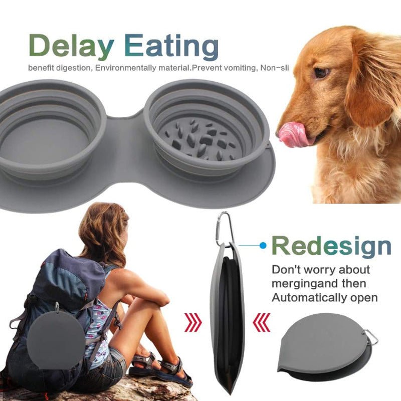Silicone Slow Feeder Dog Bowl - Anti - Choke Collapsible Pet Bowl - Freddie & Wilson