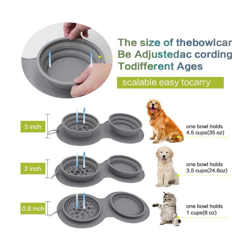 Silicone Slow Feeder Dog Bowl - Anti - Choke Collapsible Pet Bowl - Freddie & Wilson