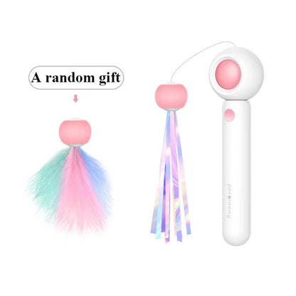 Cat Toy Interactive Funny Tassel Feather Stick Pet Toys for Kitten Colored Stretchable Cat Playing Teaser Wand Toy Pet Supplies - Freddie & Wilson