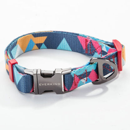 Dog Collar & Leash Set - Geometric Pattern Polyester Design - Freddie & Wilson