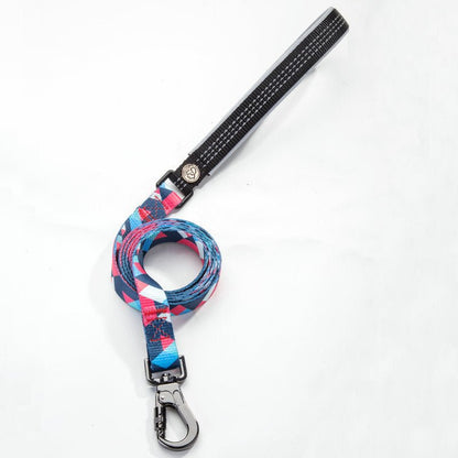 Dog Collar & Leash Set - Geometric Pattern Polyester Design - Freddie & Wilson