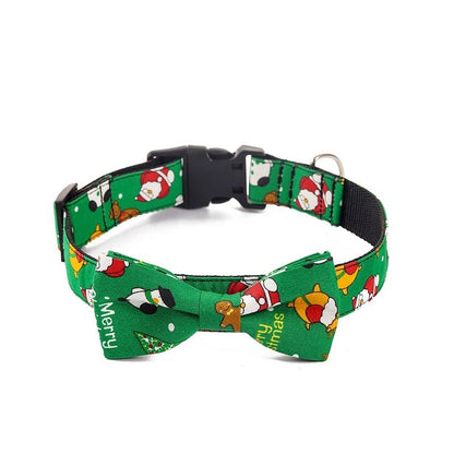 Christmas Bow Tie Dog Collar - Removable Adjustable Buckle Pet Collar - Freddie & Wilson