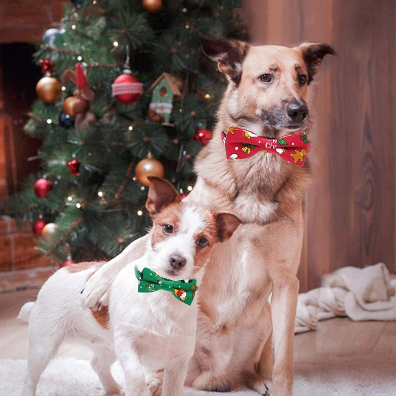 Christmas Bow Tie Dog Collar - Removable Adjustable Buckle Pet Collar - Freddie & Wilson