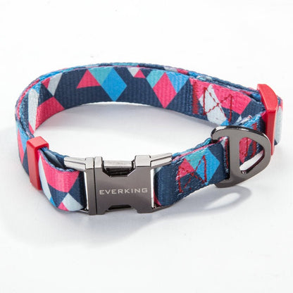 Dog Collar & Leash Set - Geometric Pattern Polyester Design - Freddie & Wilson