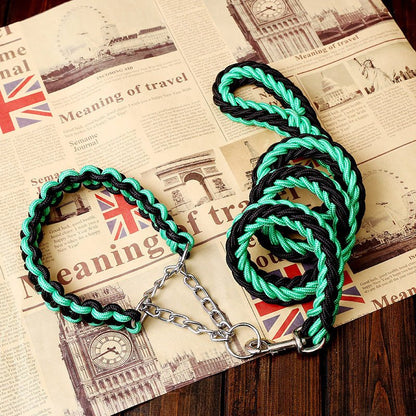 Heavy Duty Dog Leash with Chain - Strong Nylon Rope for Large Dogs - Freddie & Wilson