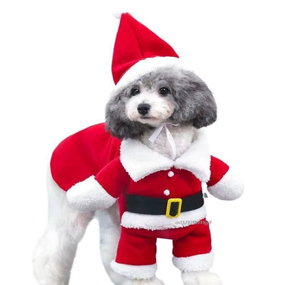 Pet Santa Claus Christmas Costume - Winter Coat Jacket with Cap - Freddie & Wilson