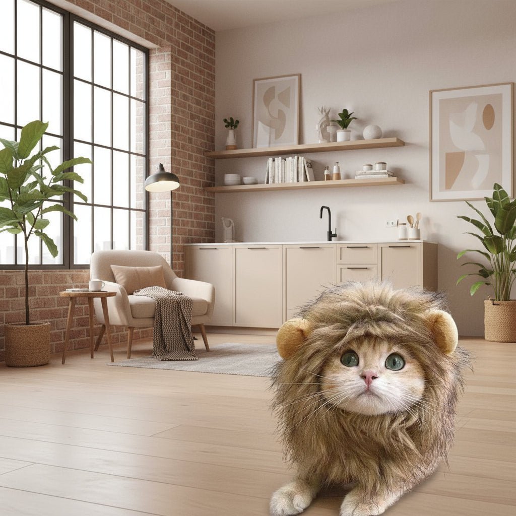 Cat Lion Mane Costume - Pet Hat for Halloween & Christmas - Freddie & Wilson