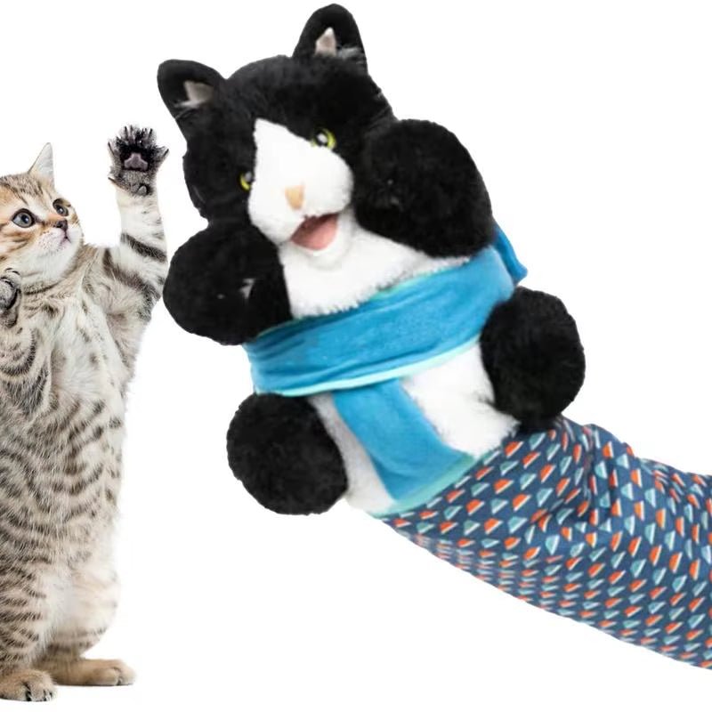 1Pcs Cats Puppet Wrestler Wrestling Glove Interactive Play Cat Plush Animal Toy with Sturdy Padding Soft Plush for Games Cats - Freddie & Wilson