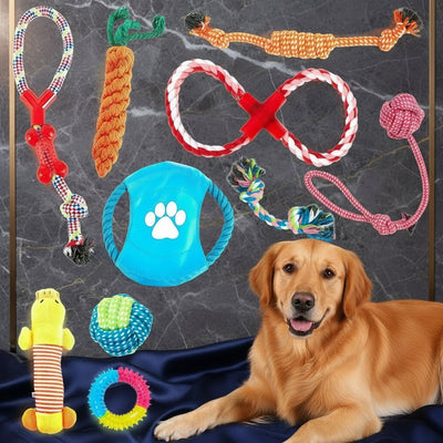 10 Piece Dog Rope Toys Set - Durable Chew Toys for Puppies & Dogs - Freddie & Wilson