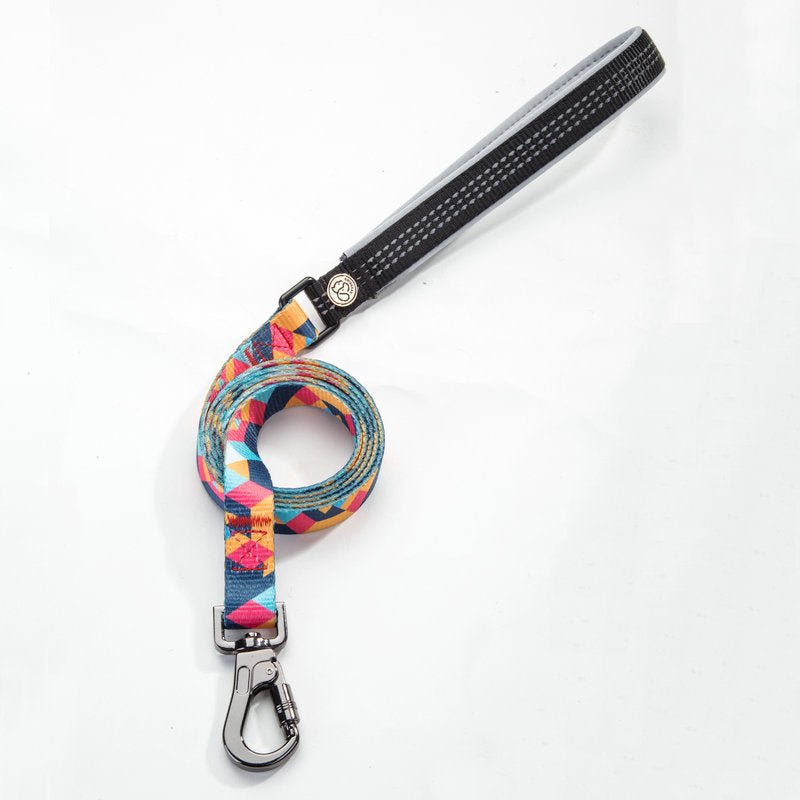 Dog Collar & Leash Set - Geometric Pattern Polyester Design - Freddie & Wilson
