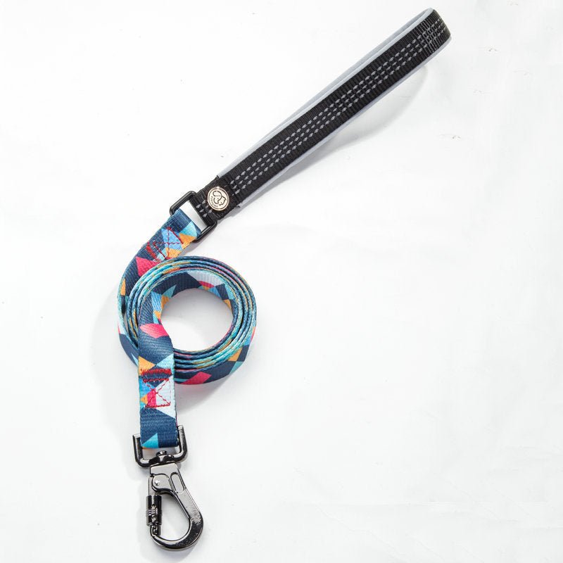 Dog Collar & Leash Set - Geometric Pattern Polyester Design - Freddie & Wilson