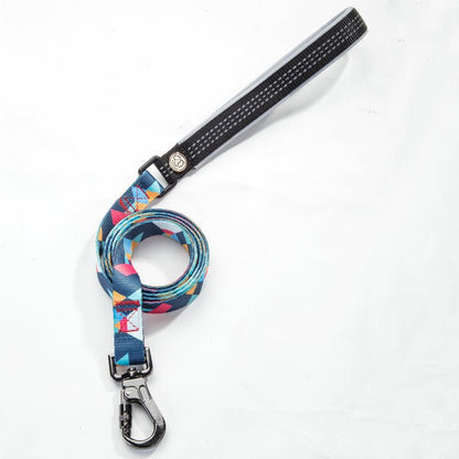 Dog Collar & Leash Set - Geometric Pattern Polyester Design - Freddie & Wilson