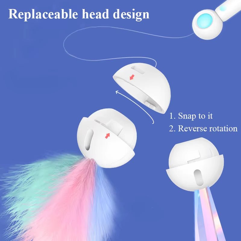 Cat Toy Interactive Funny Tassel Feather Stick Pet Toys for Kitten Colored Stretchable Cat Playing Teaser Wand Toy Pet Supplies - Freddie & Wilson