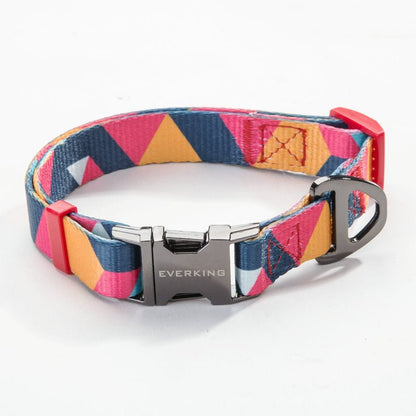 Dog Collar & Leash Set - Geometric Pattern Polyester Design - Freddie & Wilson
