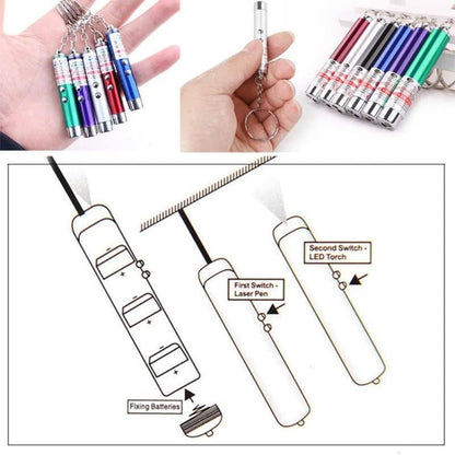 Cat Laser Pointer - Interactive Training Tool with LED Torch & Keychain - Freddie & Wilson