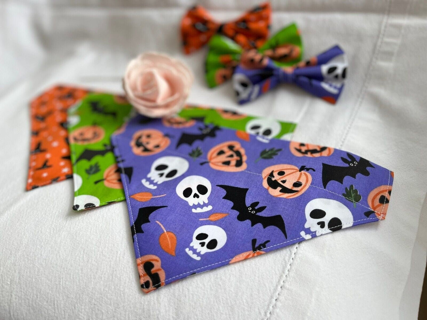 Halloween Dog Collar Accessories Bow & Bandana Handmade in UK. Multi Sizes - Freddie & Wilson