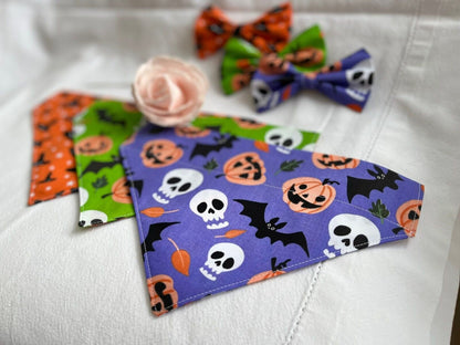 Halloween Dog Collar Accessories Bow & Bandana Handmade in UK. Multi Sizes - Freddie & Wilson