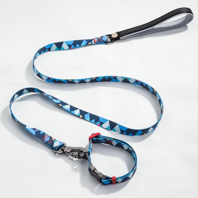 Dog Collar & Leash Set - Geometric Pattern Polyester Design - Freddie & Wilson