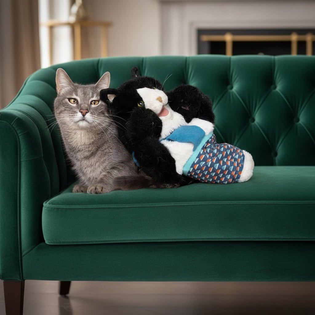 1Pcs Cats Puppet Wrestler Wrestling Glove Interactive Play Cat Plush Animal Toy with Sturdy Padding Soft Plush for Games Cats - Freddie & Wilson