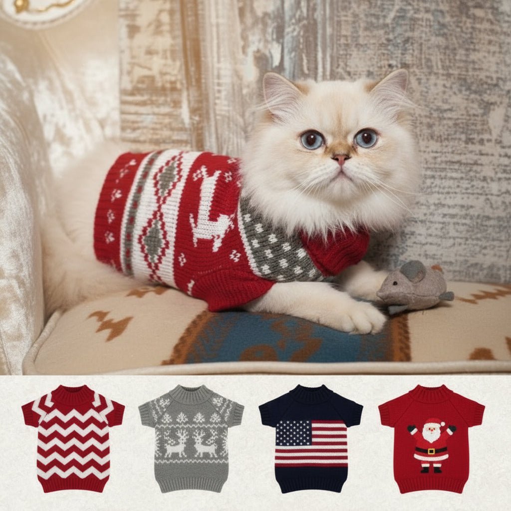 Classic Winter Cat Sweater - Warm Pullover for Cats & Small Dogs - Freddie & Wilson