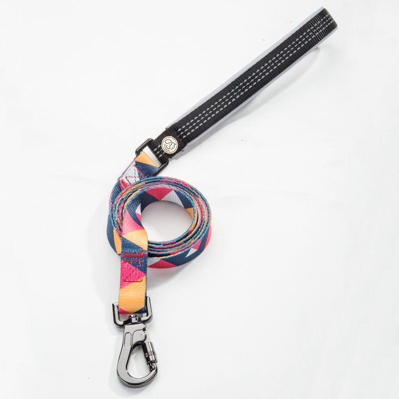 Dog Collar & Leash Set - Geometric Pattern Polyester Design - Freddie & Wilson