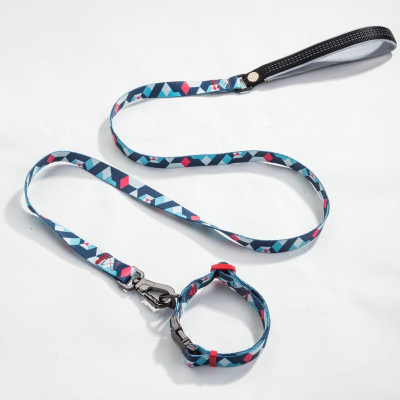 Dog Collar & Leash Set - Geometric Pattern Polyester Design - Freddie & Wilson