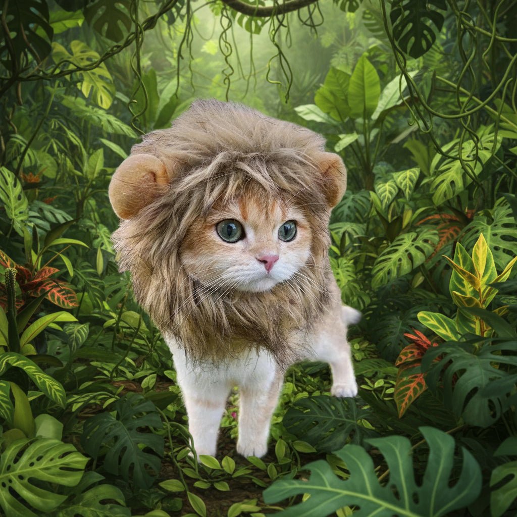 Cat Lion Mane Costume - Pet Hat for Halloween & Christmas - Freddie & Wilson