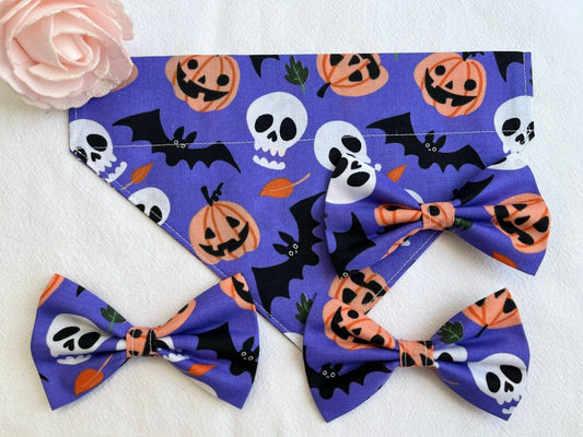 Halloween Dog Collar Accessories Bow & Bandana Handmade in UK. Multi Sizes - Freddie & Wilson