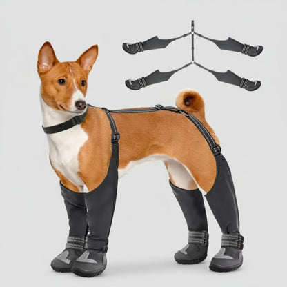 Dog Suspender Boots Tall Dog Boots Anti - Slip&Fall Waterproof Dog Shoes Leggings Winter Snow Rain Hiking Paws Protector - Freddie & Wilson