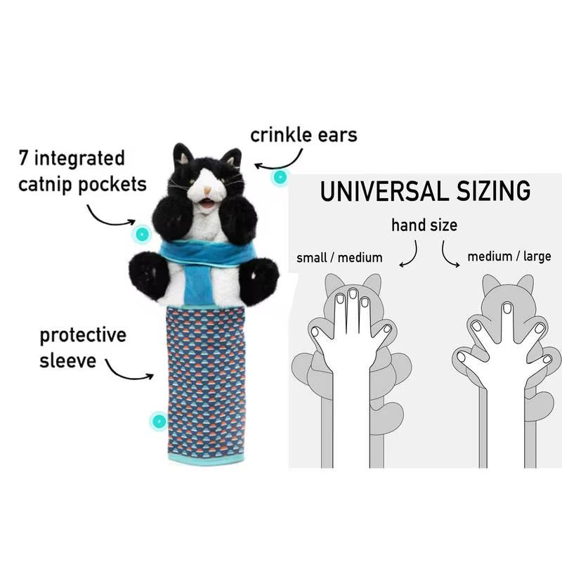1Pcs Cats Puppet Wrestler Wrestling Glove Interactive Play Cat Plush Animal Toy with Sturdy Padding Soft Plush for Games Cats - Freddie & Wilson