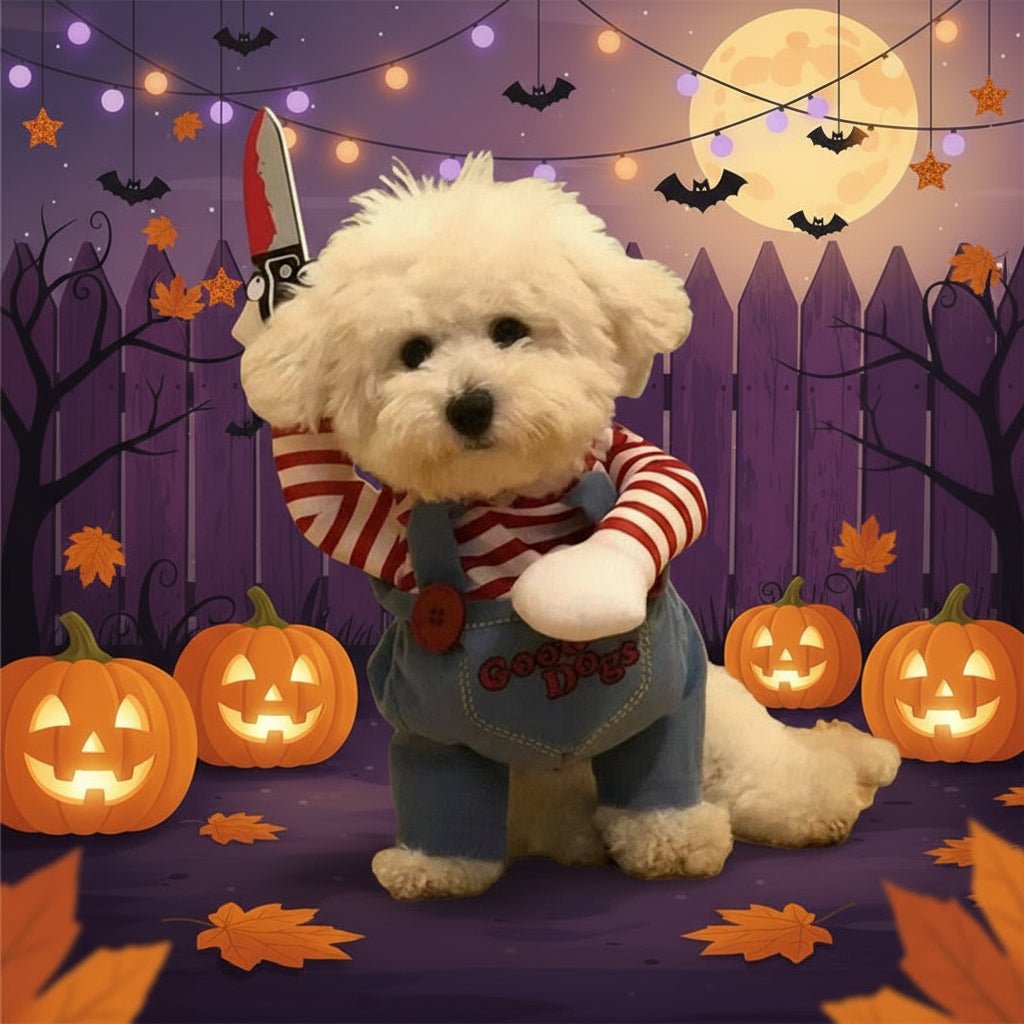 Pet Chucky Dogs Halloween Costume Party Cosplay Pets Fancy Dress Jumpsuits UK - Freddie & Wilson
