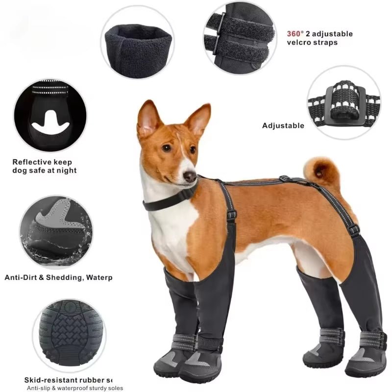 Dog Suspender Boots Tall Dog Boots Anti - Slip&Fall Waterproof Dog Shoes Leggings Winter Snow Rain Hiking Paws Protector - Freddie & Wilson